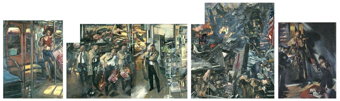 "Taken," 2002-03, oil on can-vas, 108”x348” (4 panels) "Taken," 2002-03, oil on can-vas, 108”x348” (4 panels)